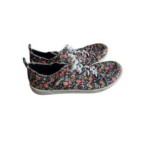 Skechers BOBS  Slip On Black Floral Size 7.5 Women Cottagecore Flats Shoes Boho